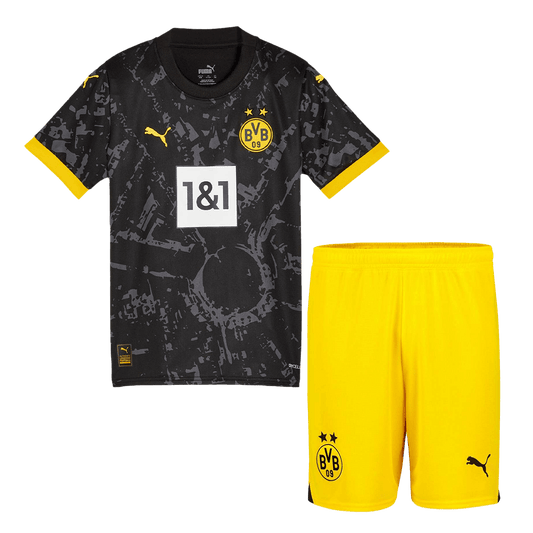 Kid's Borussia Dortmund Away  Soccer Jersey Kit(Jersey+Shorts) 2023/24 footmaillots.fr