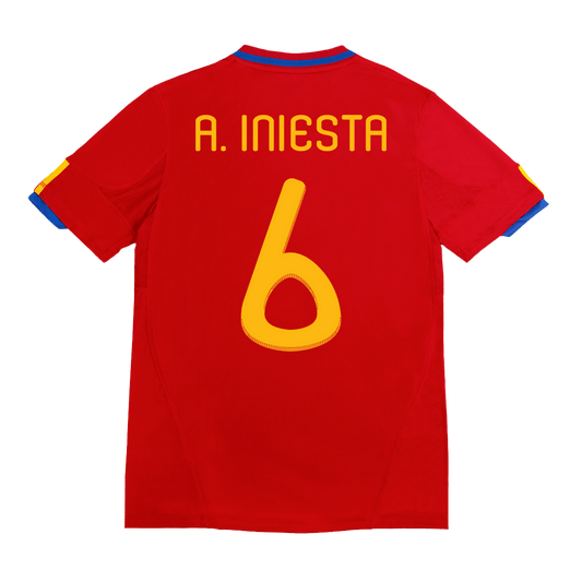 Retro A. INIESTA #6 2010 Spain Home  Soccer Jersey footmaillots.fr