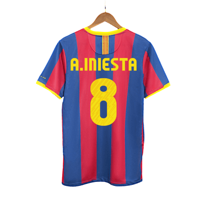 Retro A.INIESTA #8 2010/11 Barcelona Home  Soccer Jersey footmaillots.fr