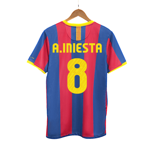 Retro A.INIESTA #8 2010/11 Barcelona Home  Soccer Jersey footmaillots.fr