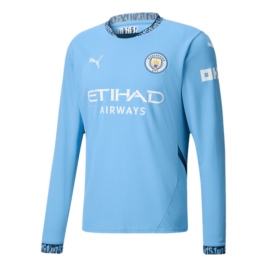 Manchester City Home Long Sleeve  Soccer Jersey 2024/25 footmaillots.fr