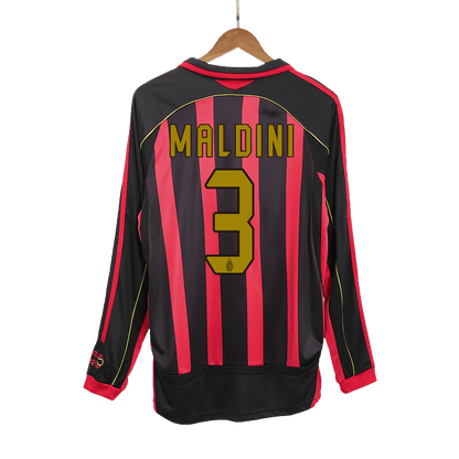 Retro MALDINI #3 2006/07 AC Milan Home Long Sleeve  Soccer Jersey footmaillots.fr