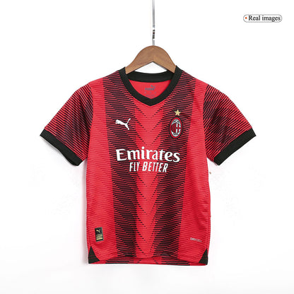 Kid's AC Milan Home  Soccer Jersey Kit(Jersey+Shorts) 2023/24 footmaillots.fr
