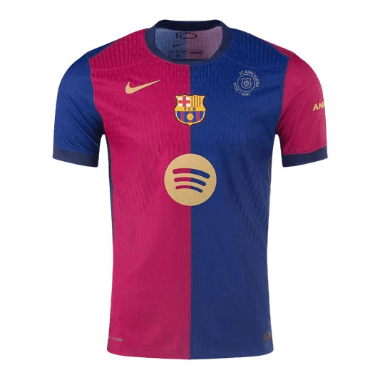 Player Version Barcelona Home  Soccer Jersey 2024/25 - 125th Anniversary(Spotify Logo Without Text) footmaillots.fr