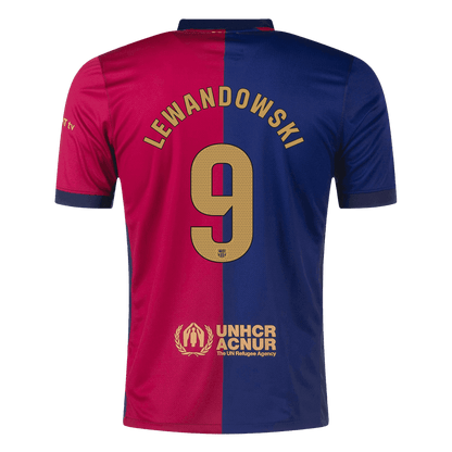 LEWANDOWSKI #9 Barcelona Home  Soccer Jersey 2024/25- Spotify Logo Without Text footmaillots.fr