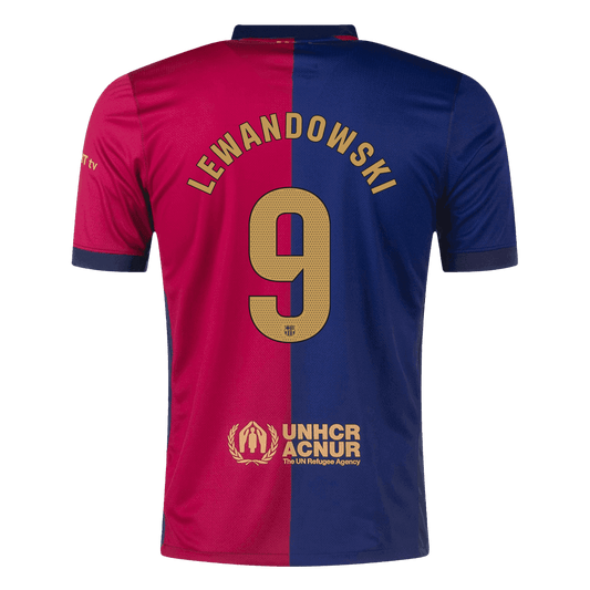 LEWANDOWSKI #9 Barcelona Home  Soccer Jersey 2024/25- Spotify Logo Without Text footmaillots.fr
