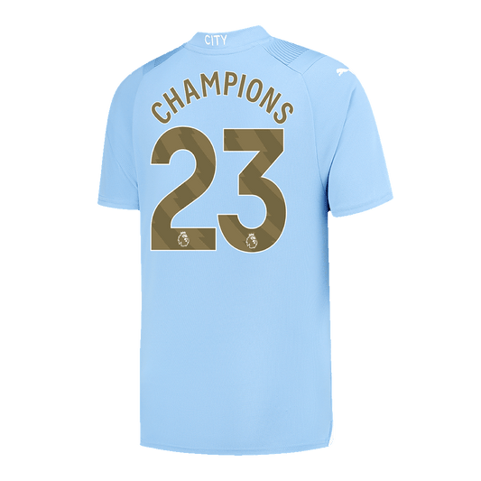 CHAMPIONS #23 Manchester City Home  Soccer Jersey 2023/24 footmaillots.fr