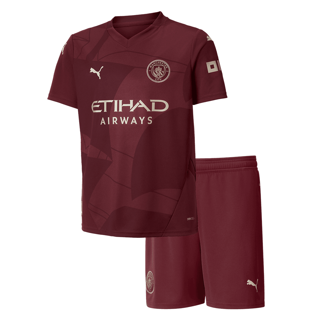 Kid's Manchester City Third Away  Soccer Jersey Kit(Jersey+Shorts) 2024/25 footmaillots.fr