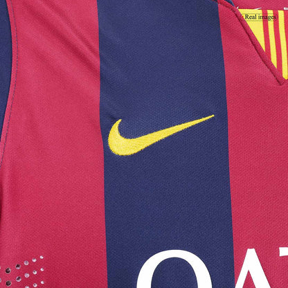 Retro MESSI #10 2014/15 Barcelona Home Long Sleeve  Soccer Jersey footmaillots.fr