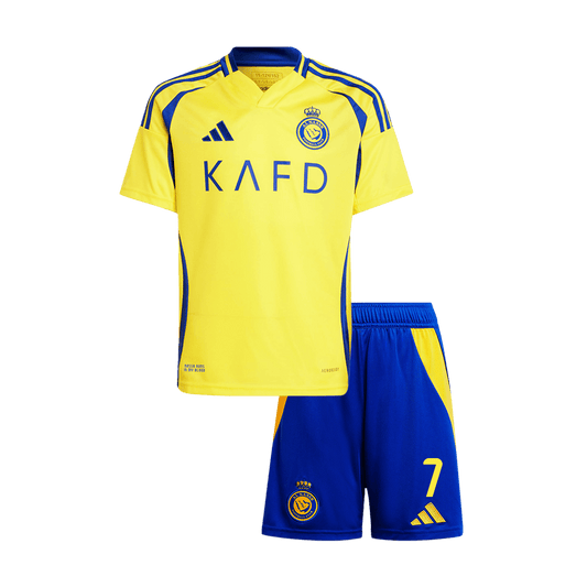 Kid's RONALDO #7 Al Nassr Home  Soccer Jersey Kit(Jersey+Shorts) 2024/25 - ACL footmaillots.fr