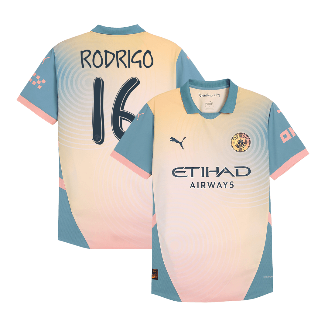 Player Version RODRIGO #16 Manchester City Fourth Away  Soccer Jersey 2024/25- Definitely City (UCL) footmaillots.fr
