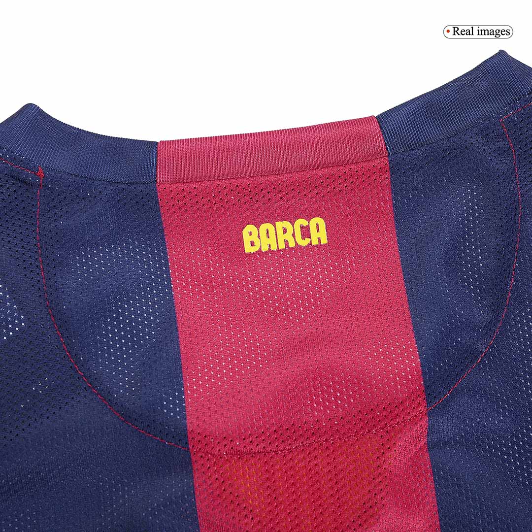 Retro MESSI #10 2014/15 Barcelona Home Long Sleeve  Soccer Jersey footmaillots.fr