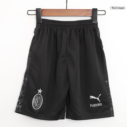 Kid's AC Milan x Pleasures Fourth Away  Soccer Jersey Kit(Jersey+Shorts) 2023/24 footmaillots.fr