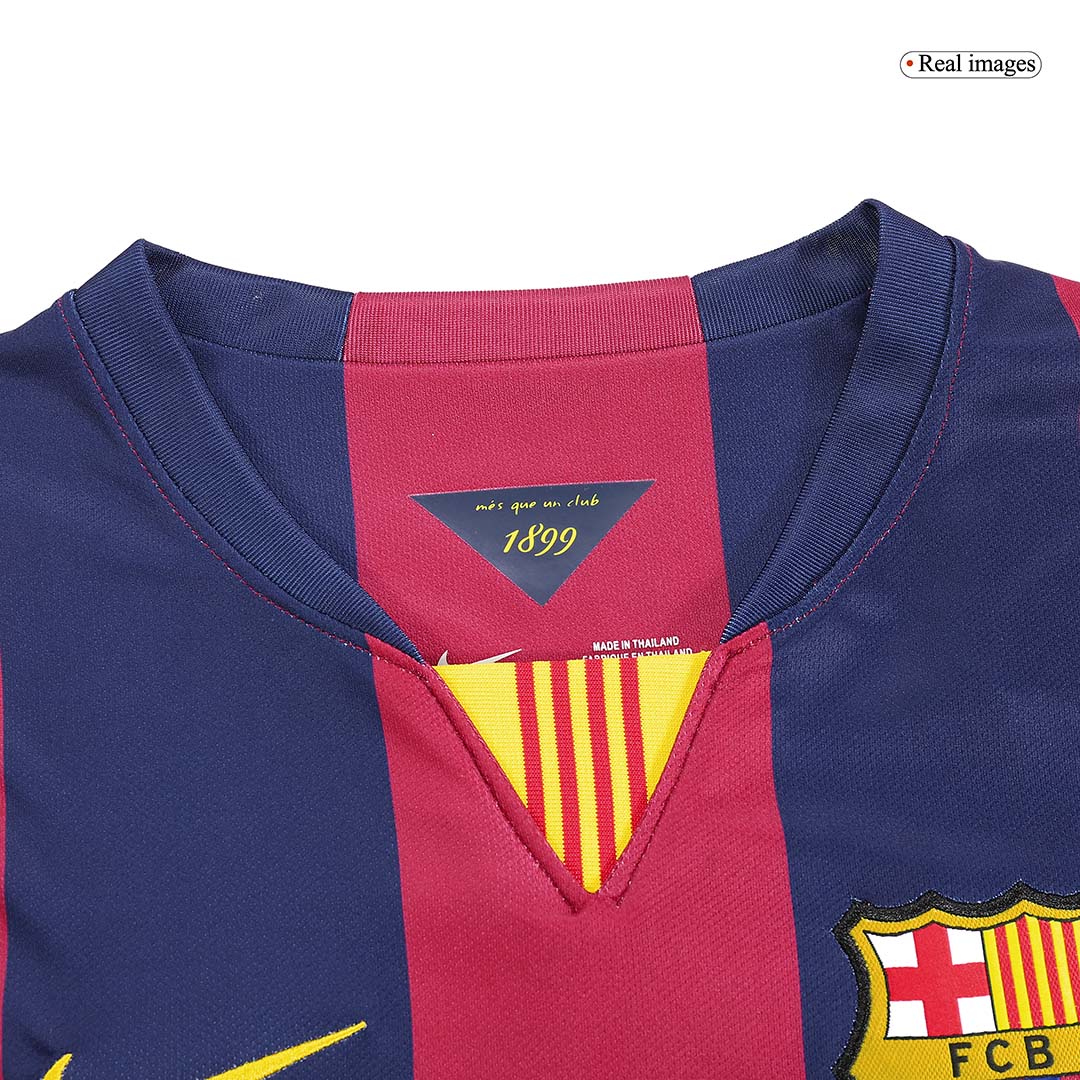 Retro MESSI #10 2014/15 Barcelona Home Long Sleeve  Soccer Jersey footmaillots.fr