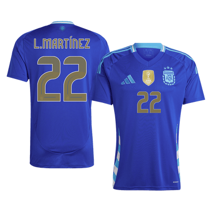 L.Martínez #22 Argentina Away  Soccer Jersey 2024 footmaillots.fr