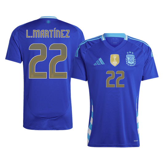 L.Martínez #22 Argentina Away  Soccer Jersey 2024 footmaillots.fr