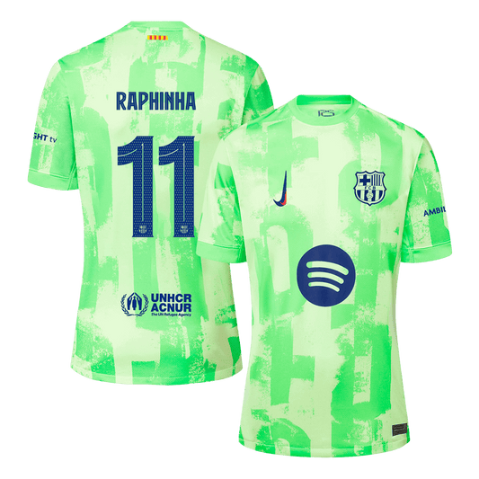 RAPHINHA #11 Barcelona Third Away  Soccer Jersey 2024/25 - UCL?Spotify Logo Without Text? footmaillots.fr