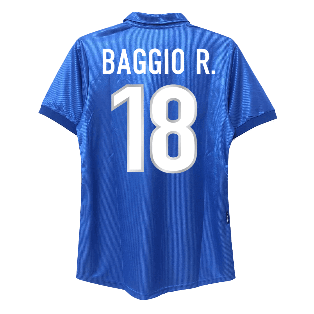Retro BAGGIO R. #18 1998 Italy Home  Soccer Jersey footmaillots.fr