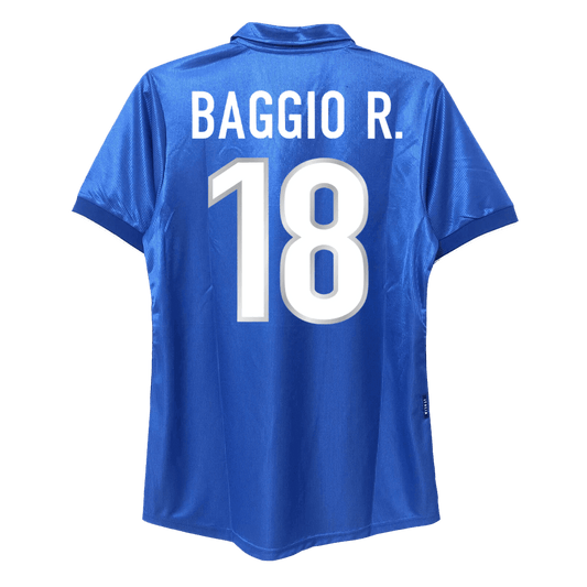 Retro BAGGIO R. #18 1998 Italy Home  Soccer Jersey footmaillots.fr