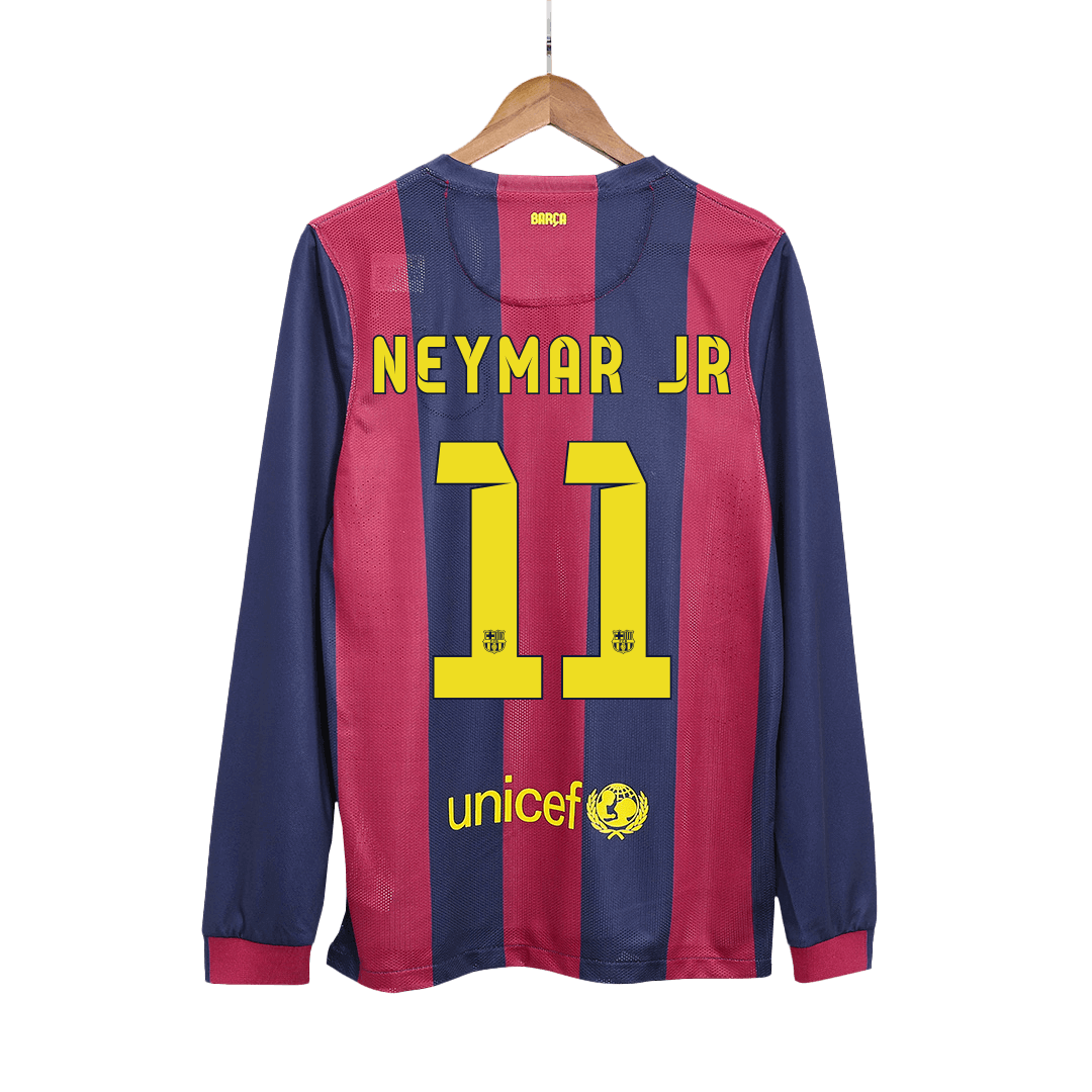 Retro NEYMAR JR #11 2014/15 Barcelona Home Long Sleeve  Soccer Jersey footmaillots.fr