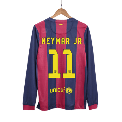 Retro NEYMAR JR #11 2014/15 Barcelona Home Long Sleeve  Soccer Jersey footmaillots.fr