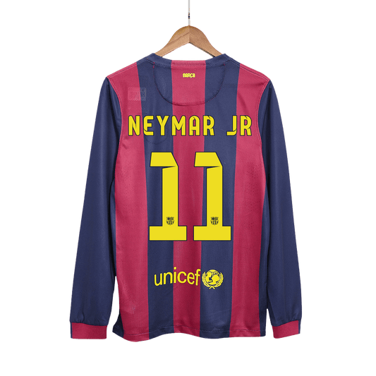 Retro NEYMAR JR #11 2014/15 Barcelona Home Long Sleeve  Soccer Jersey footmaillots.fr