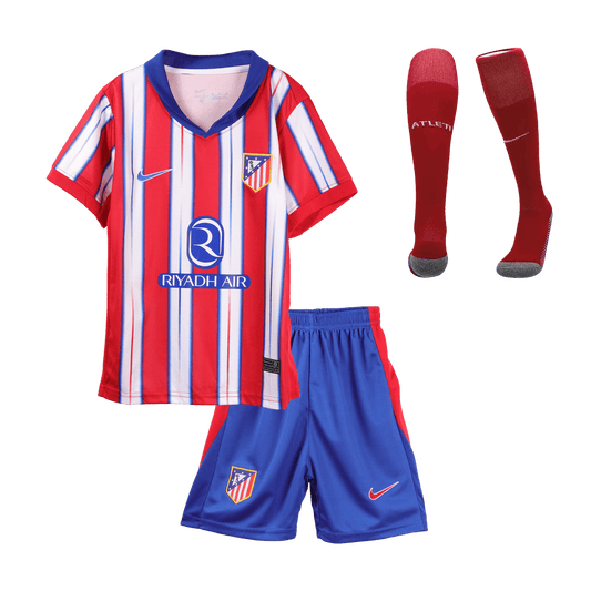 Kid's Atletico Madrid Home  Soccer Jersey Kit(Jersey+Shorts+Socks) 2024/25 footmaillots.fr