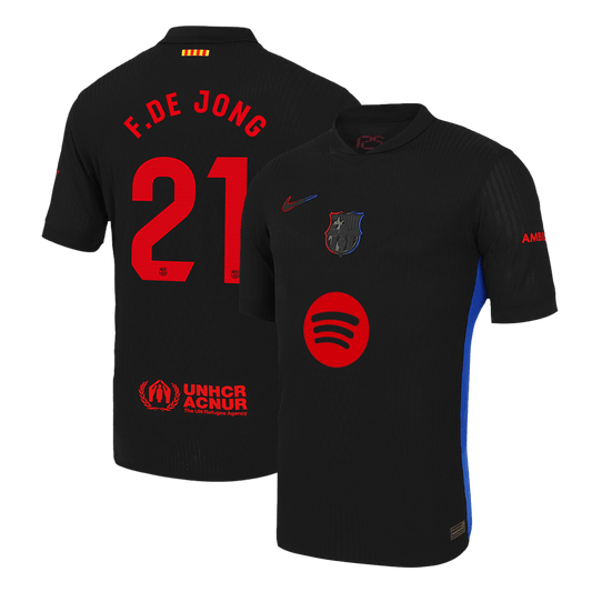 Player Version F.DE JONG #21 Barcelona Away  Soccer Jersey 2024/25 - Spotify Logo Without Text footmaillots.fr