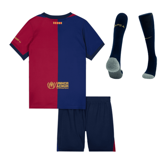 Kid's Barcelona Home  Soccer Jersey Kit(Jersey+Shorts+Socks) 2024/25 footmaillots.fr