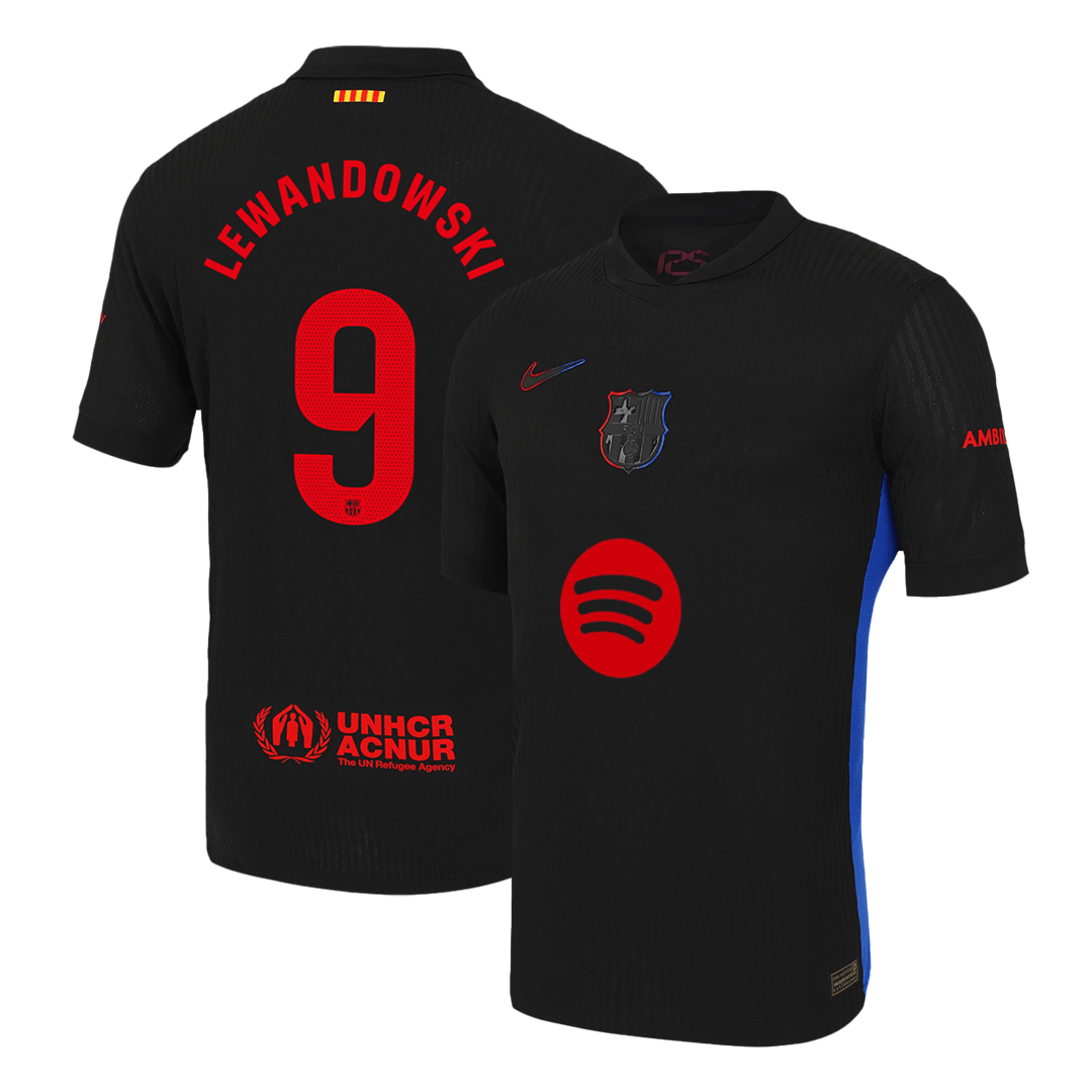 Player Version LEWANDOWSKI #9 Barcelona Away  Soccer Jersey 2024/25 - Spotify Logo Without Text footmaillots.fr