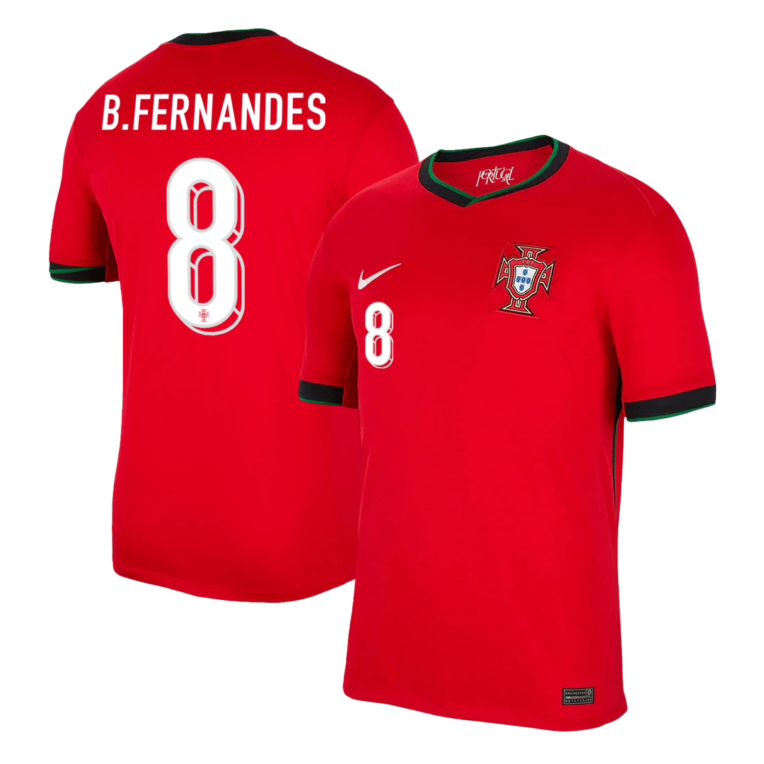 B.FERNANDES #8 Portugal Home  Soccer Jersey Euro 2024 footmaillots.fr
