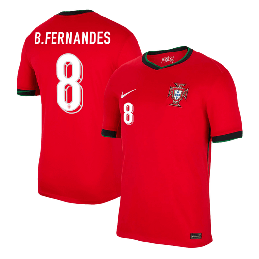 B.FERNANDES #8 Portugal Home  Soccer Jersey Euro 2024 footmaillots.fr