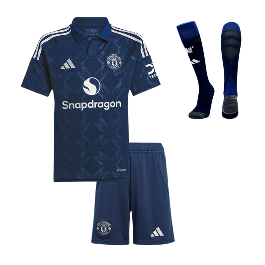 Kid's Manchester United Away  Soccer Jersey Kit(Jersey+Shorts+Socks) 2024/25 footmaillots.fr
