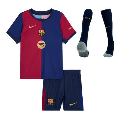 Kid's Barcelona Home  Soccer Jersey Kit(Jersey+Shorts+Socks) 2024/25-Spotify Logo Without Text footmaillots.fr