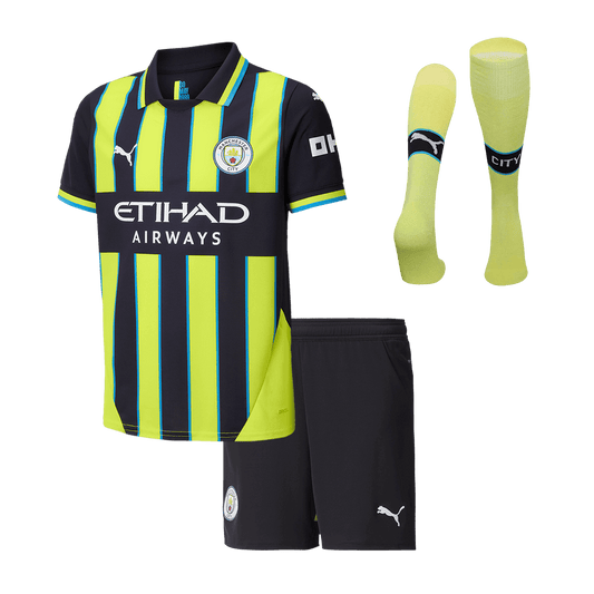 Kid's Manchester City Away  Soccer Jersey Kit(Jersey+Shorts+Socks) 2024/25 footmaillots.fr