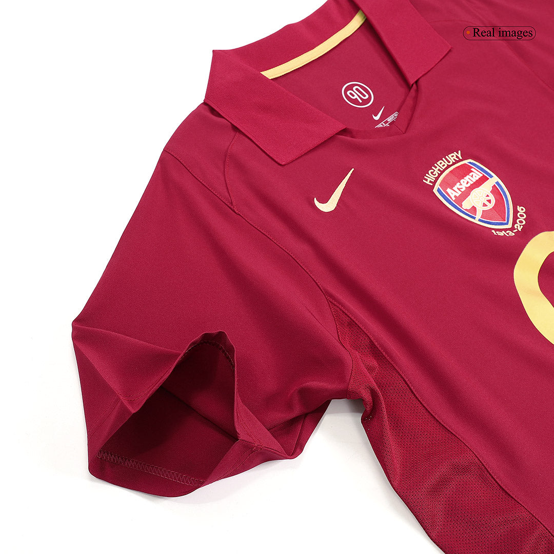 Retro BERGKAMP #10 2005/06 Arsenal Home  Soccer Jersey footmaillots.fr