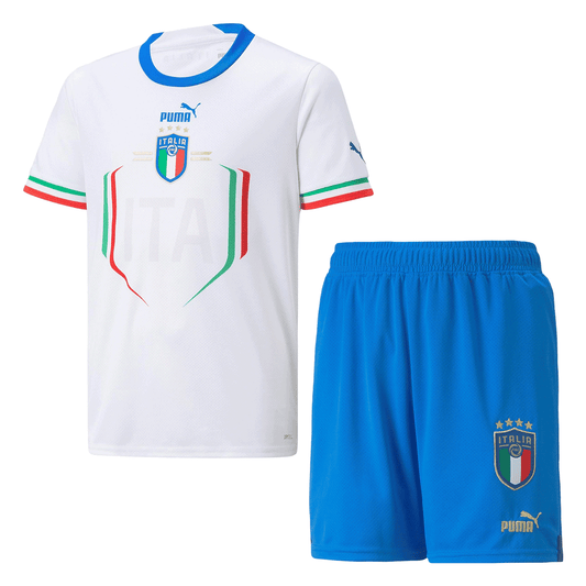 Kid's Italy Away  Soccer Jersey Kit(Jersey+Shorts) 2022 footmaillots.fr