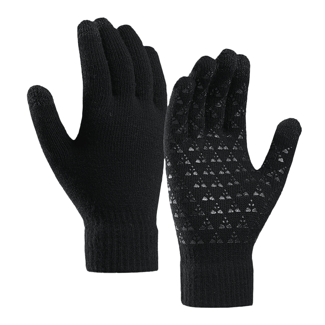 1 Pcs Knitted warm wool touch screen gloves Black footmaillots.fr