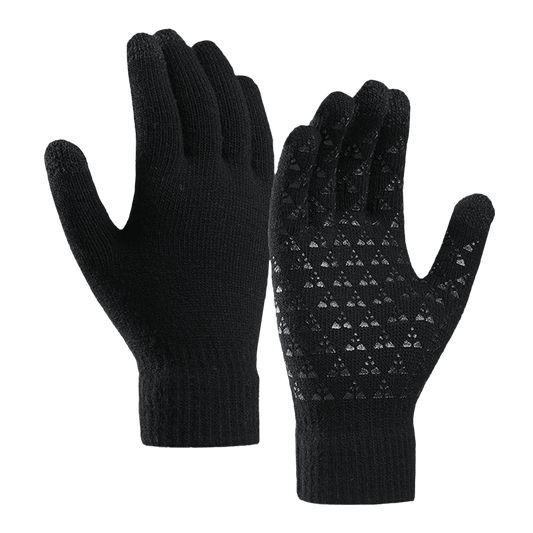 1 Pcs Knitted warm wool touch screen gloves Black footmaillots.fr
