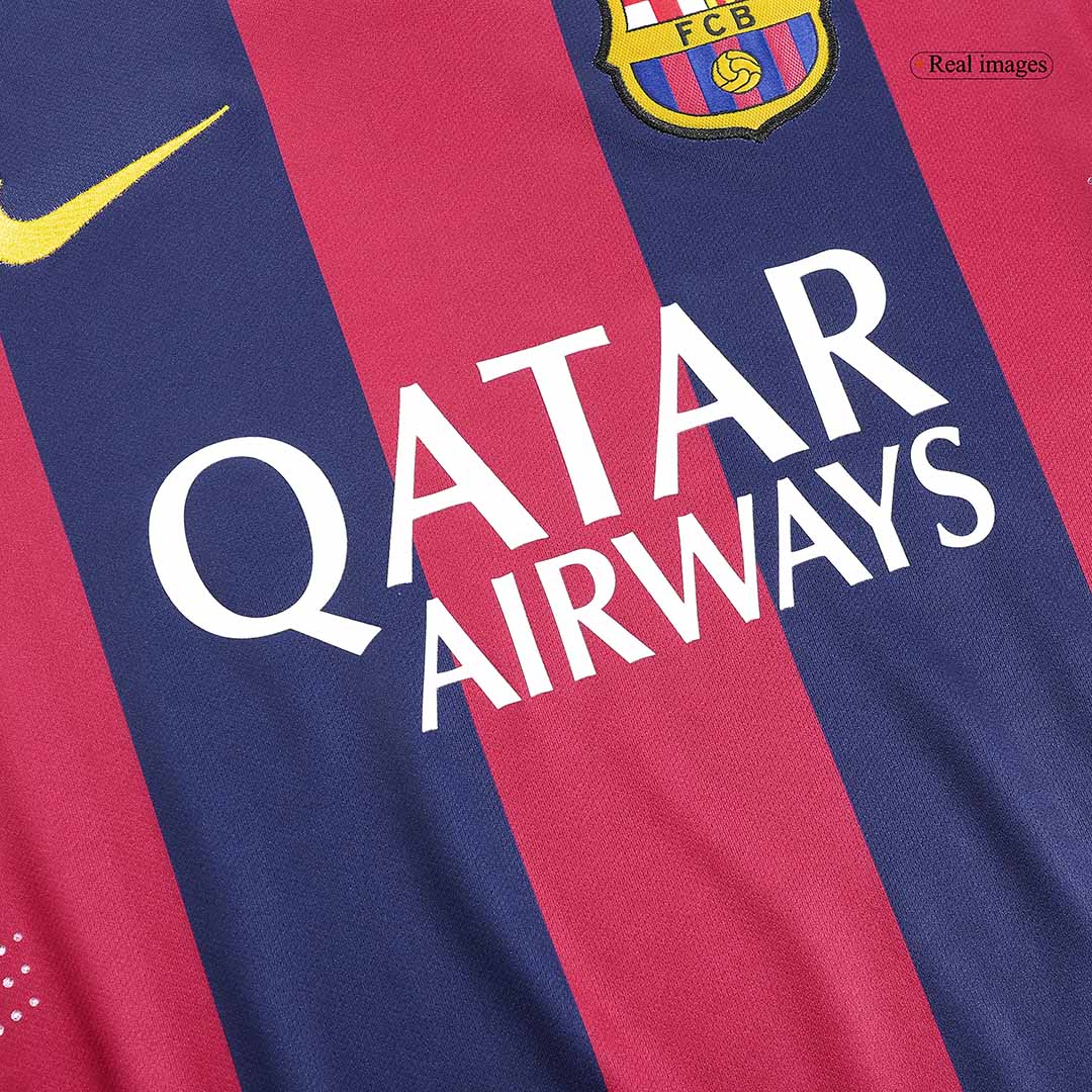 Retro MESSI #10 2014/15 Barcelona Home Long Sleeve  Soccer Jersey footmaillots.fr