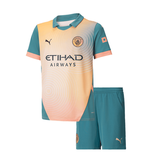 Kid's Manchester City Fourth Away  Soccer Jersey Kit(Jersey+Shorts) 2024/25- Definitely City (UCL) footmaillots.fr