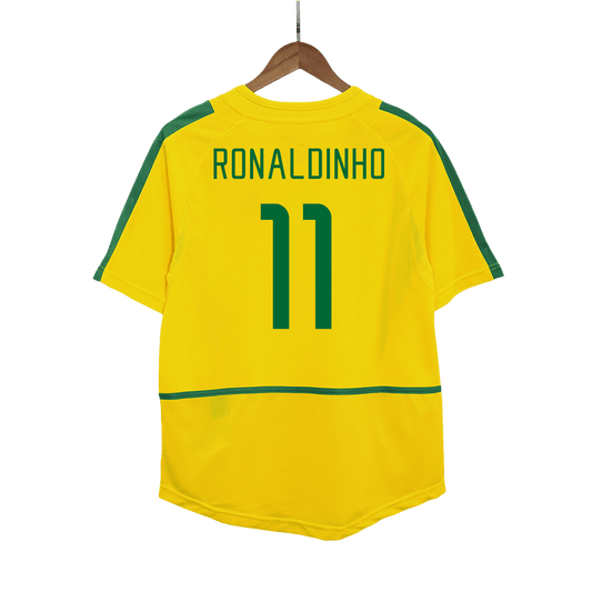 Retro RONALDINHO #11 2002/03 Brazil Home  Soccer Jersey footmaillots.fr