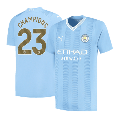 CHAMPIONS #23 Manchester City Home  Soccer Jersey 2023/24 footmaillots.fr