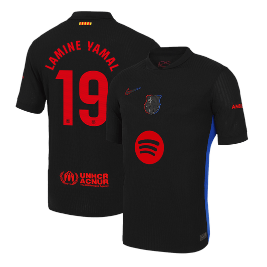 Player Version LAMINE YAMAL #19 Barcelona Away  Soccer Jersey 2024/25 - Spotify Logo Without Text footmaillots.fr