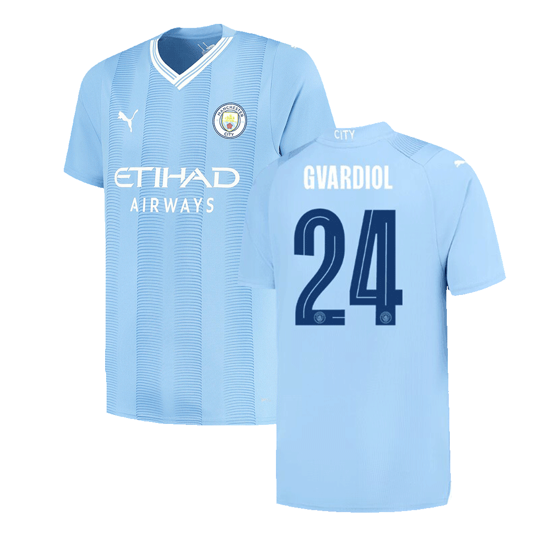 GVARDIOL #24 Manchester City Home  Soccer Jersey 2023/24 - UCL footmaillots.fr