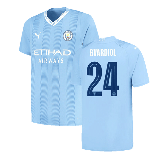 GVARDIOL #24 Manchester City Home  Soccer Jersey 2023/24 - UCL footmaillots.fr