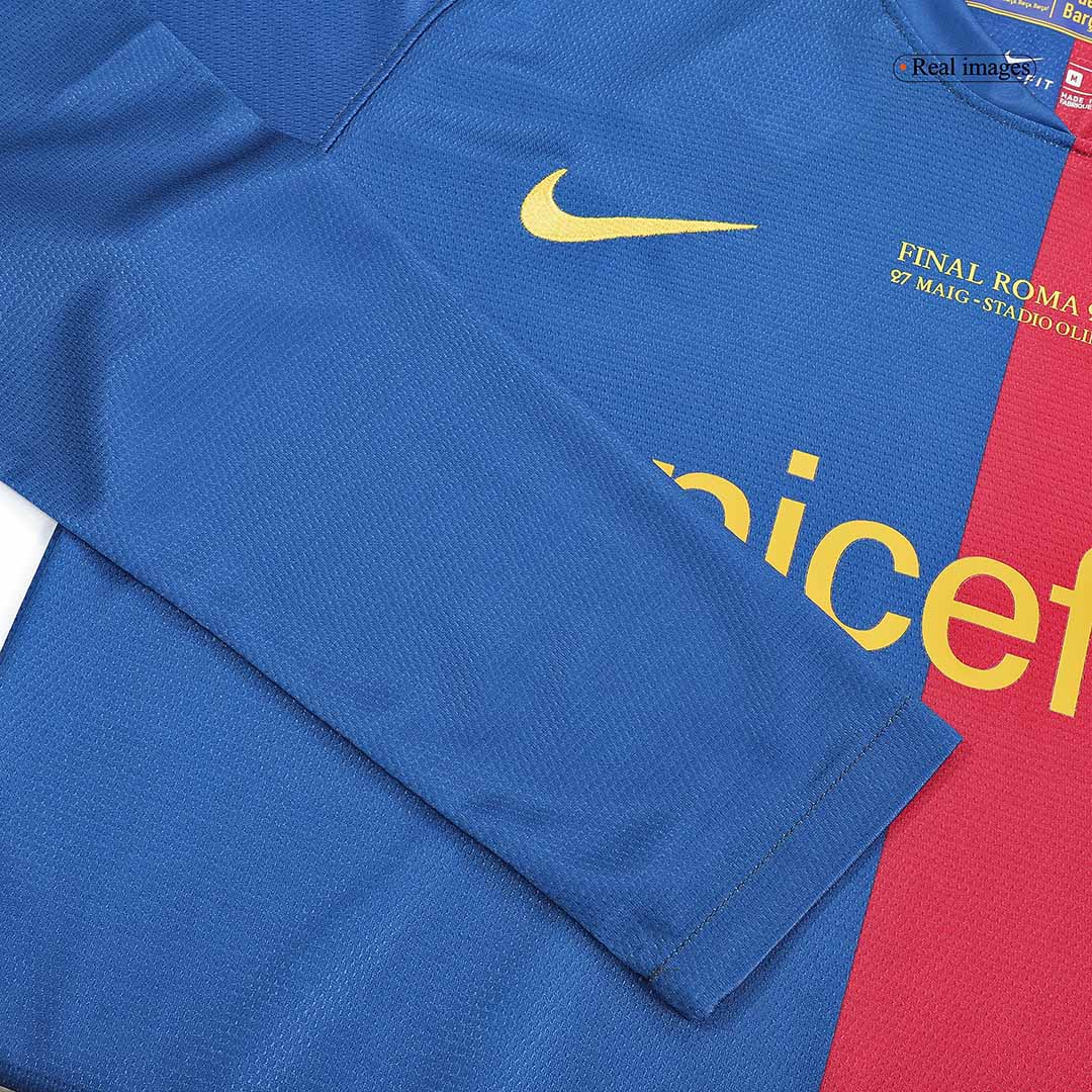 Retro XAVI #6 2008/09 Barcelona Home Long Sleeve  Soccer Jersey- UCL Final footmaillots.fr