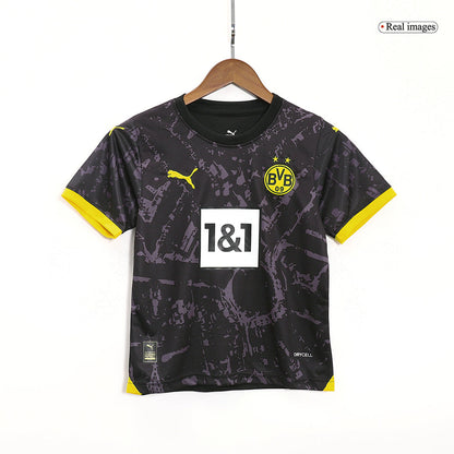Kid's Borussia Dortmund Away  Soccer Jersey Kit(Jersey+Shorts) 2023/24 footmaillots.fr