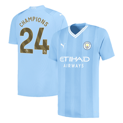CHAMPIONS #24 Manchester City Home  Soccer Jersey 2023/24 footmaillots.fr