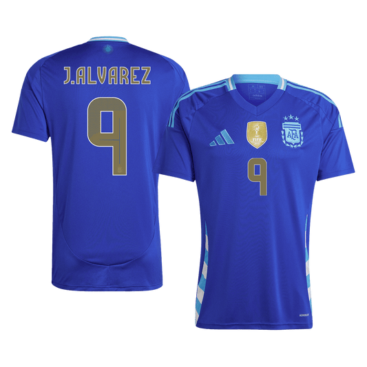 J.ALVAREZ #9 Argentina Away  Soccer Jersey 2024 footmaillots.fr